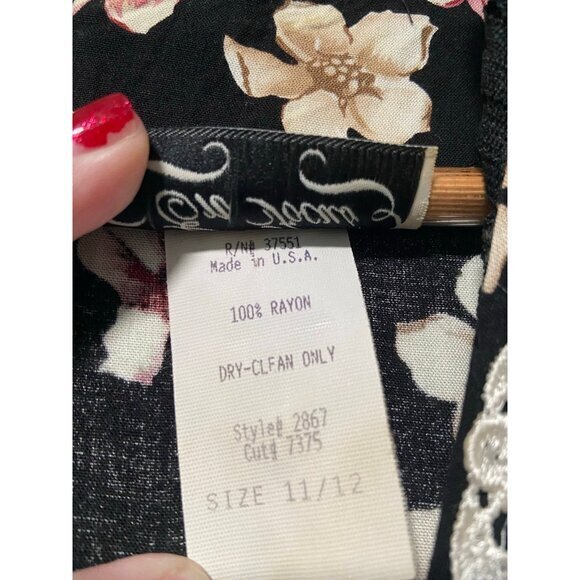Vintage En Focus Women's Floral Boho 90s Y2K 2000s Pearl Button Lace Size 11/12 - Picture 6 of 11
